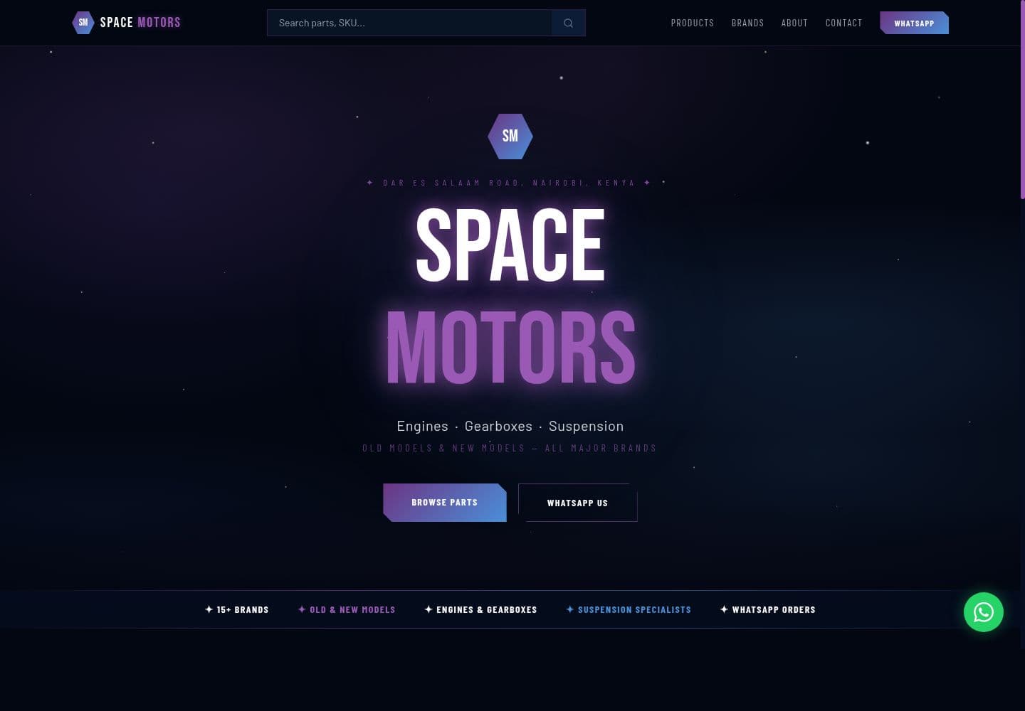 Space Motors website screenshot