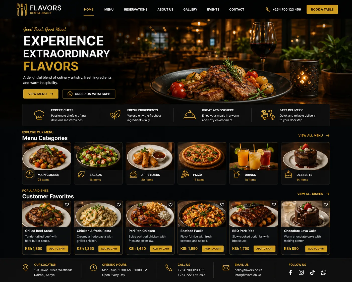 Restaurants website design concept by Alcatrax Technologies
