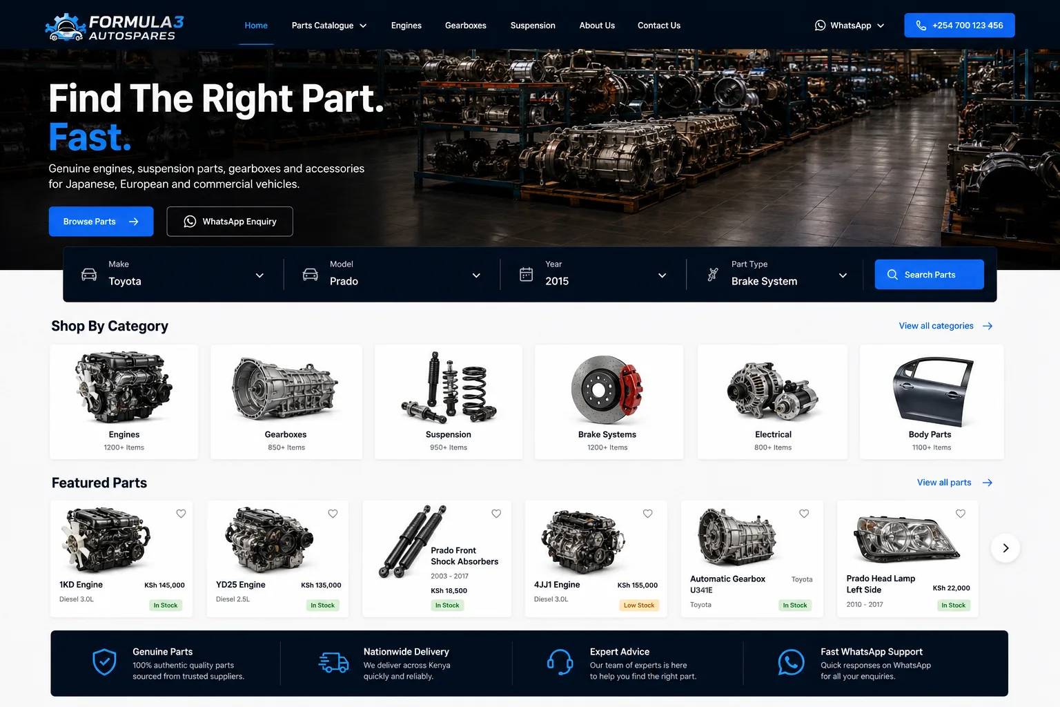 Spare Parts Shops website design concept by Alcatrax Technologies