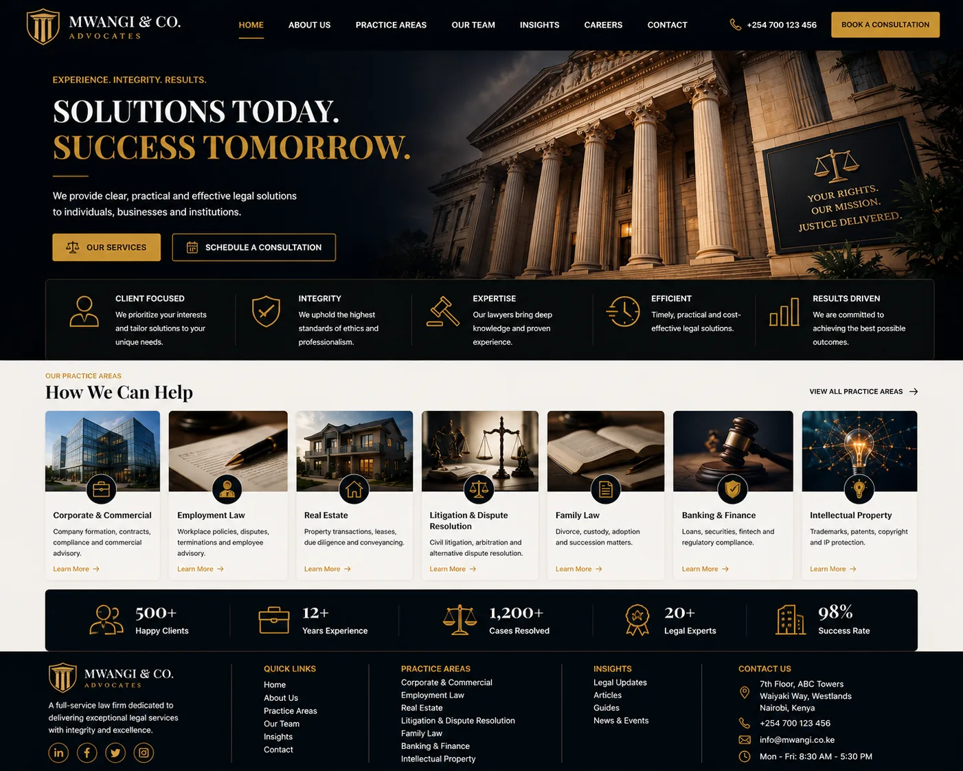 Law Firms website homepage mockup